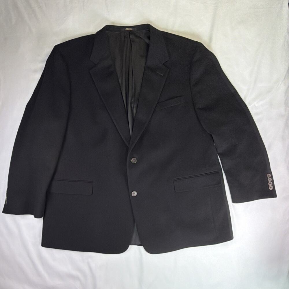 Men's 100% Italian Cashmere Black Hart Schaffner Marx Blazer-50R USA Union Made
